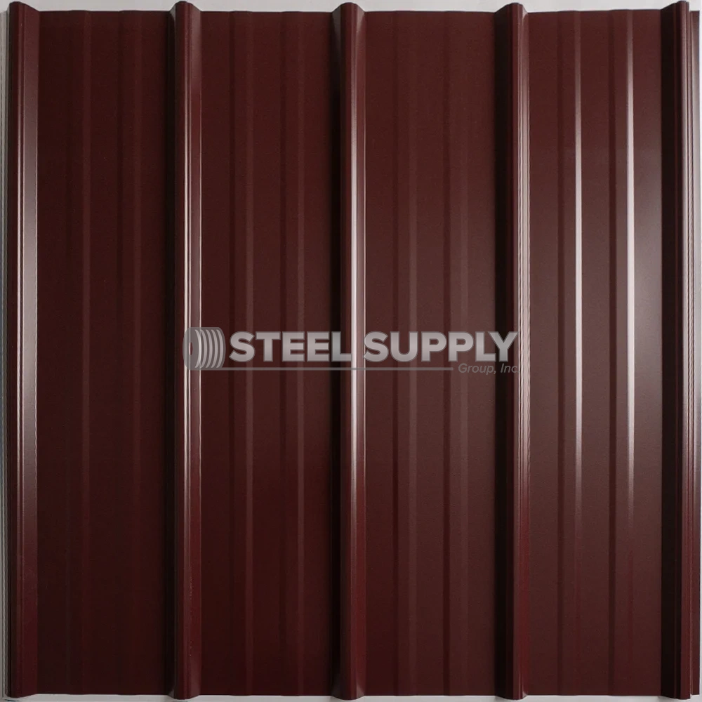 Burgundy metal roofing panel