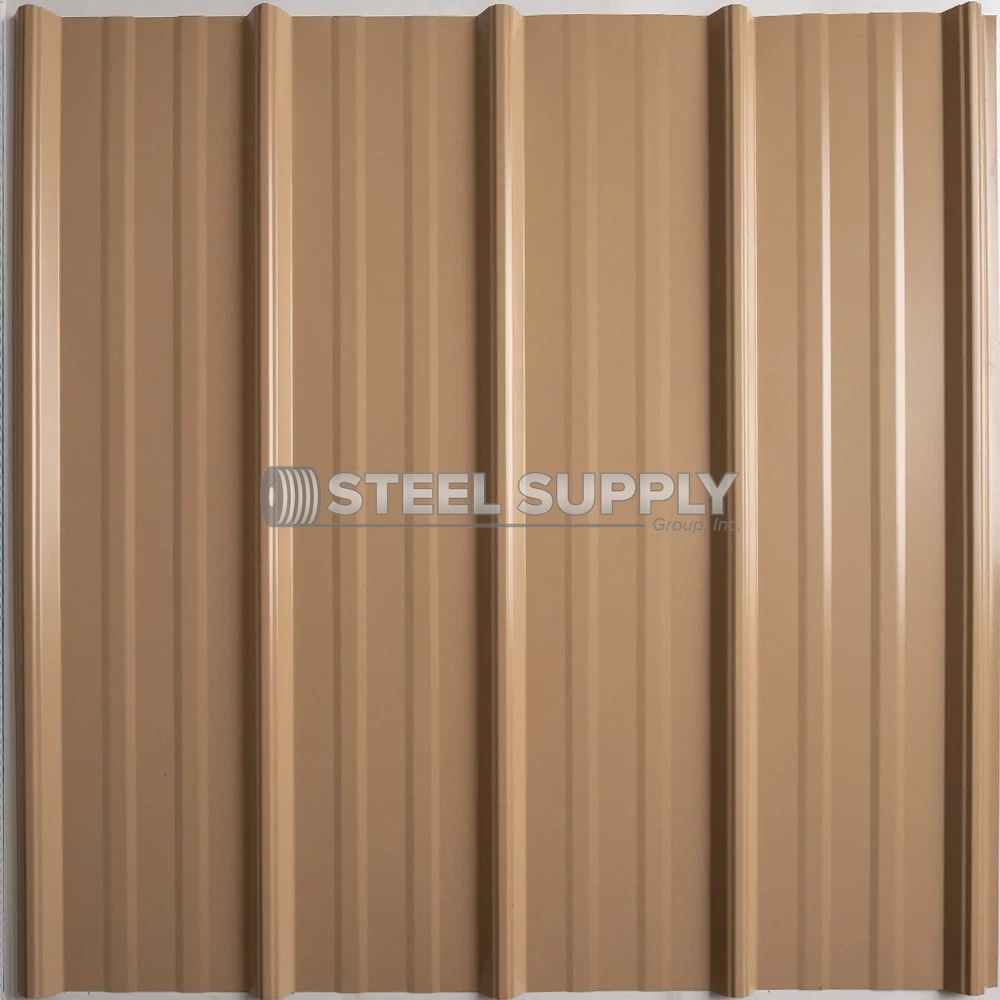Tan metal roofing panel